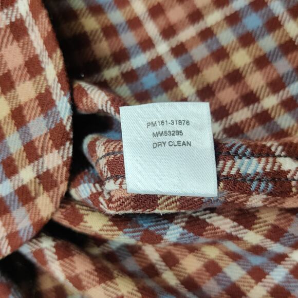 Pendleton Women's Virgin Wool Brown Gingham Check Button Up Flannel Small Petite - Picture 8 of 10